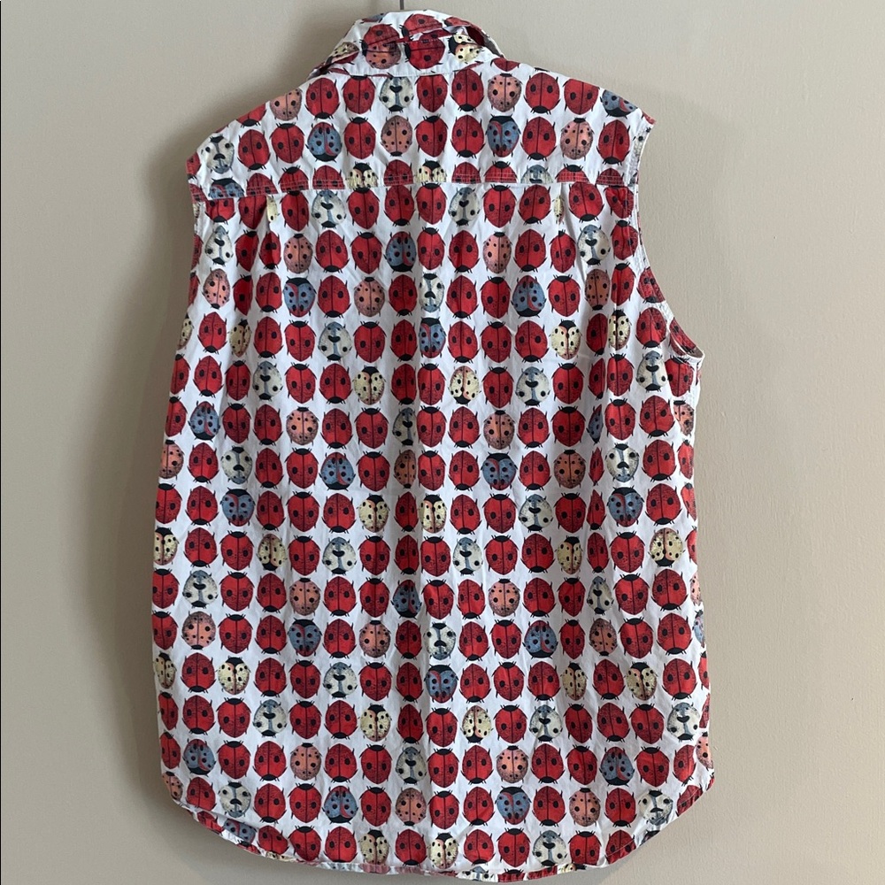 Esprit Vintage 90’s Multicolor Ladybug Sleeveless Blouse - Picture 3 of 4